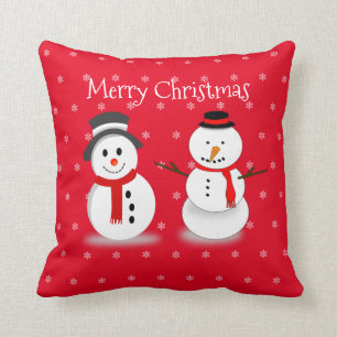 Cute Snowman Winter Snow Red Merry Kerstmis Kinder Kussen