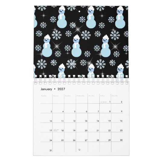 Cute Snowman Winter Snowflake Sparkles Snowing Kalender (Jan 2027)