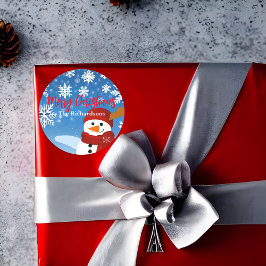 Cute Snowman Winter Wonderland Merry Kerstry Ronde Sticker