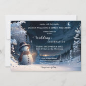 Cute Snowman Winter Wonderland Wedding Kaart (Voorkant)