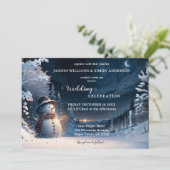 Cute Snowman Winter Wonderland Wedding Kaart (Staand voorkant)