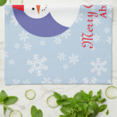 Cute Snowman Wintry Kerstmis Theedoek (Gevouwen)
