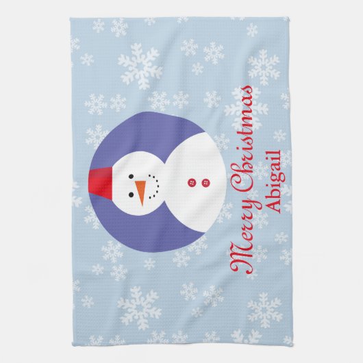 Cute Snowman Wintry Kerstmis Theedoek (Verticaal)