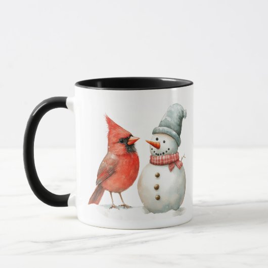 Cute Snowman with Bird Winter Christmas Scene Mok (Links)