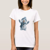 Cute Snowman with Blue Scarf – Adorable Winter Chr T-shirt (Voorkant)