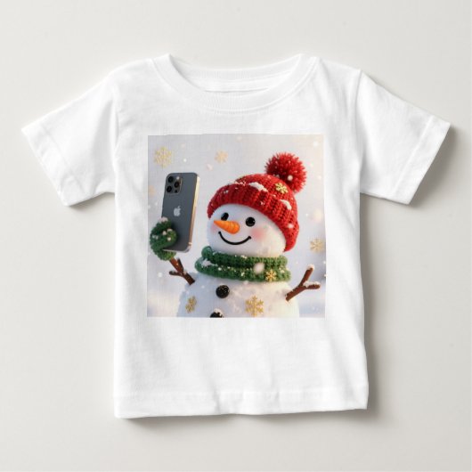 Cute Snowman with Phone Christmas Design (Voorkant)