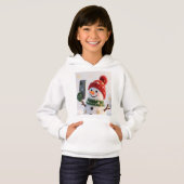 Cute Snowman With Phone Kids Hoodie (Voorkant volledig)