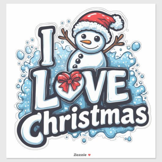 Cute Snowman With Red Hat And Scarf Sticker (Vel)