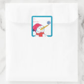 Cute Snowman with Snowflake Christmas Gift  Vierkante Sticker (Tas)