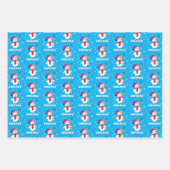 Cute Snowman with Snowflakes Kids Christmas Inpakpapier Vel (Voorkant 3)