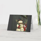 CUTE SNOWMAN ZEGT MERRY CHRISTMAS/HAPPY NEW YEAR FEESTDAGEN KAART (Voorkant)