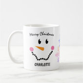 Cute Snowman's Face, Snowflakes, Zante kerst Koffiemok (Links)