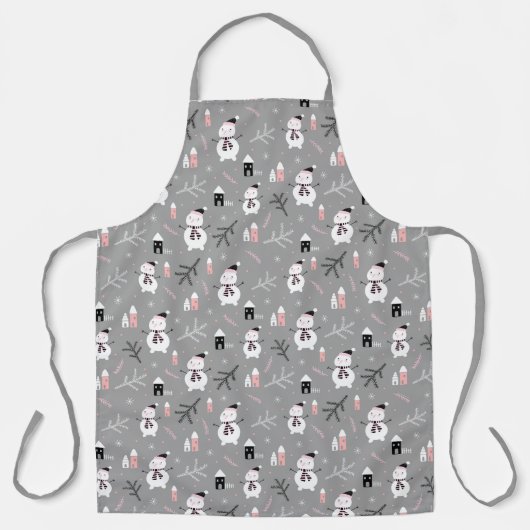 Cute Snowmen Apron Schort (Voorkant)
