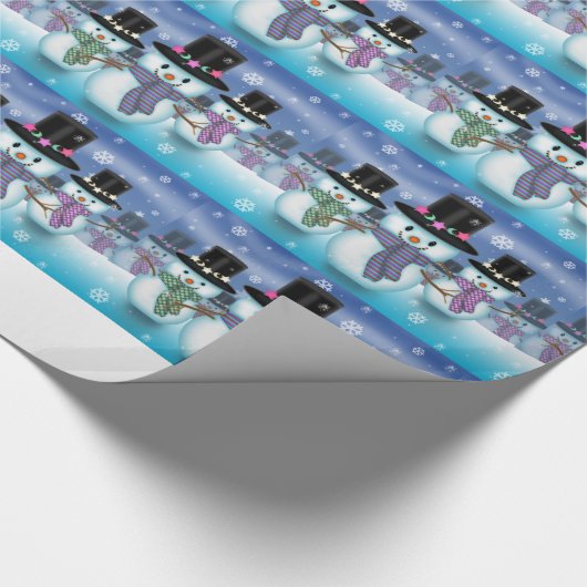 Cute Snowmen Cadeaupapier (Hoek)