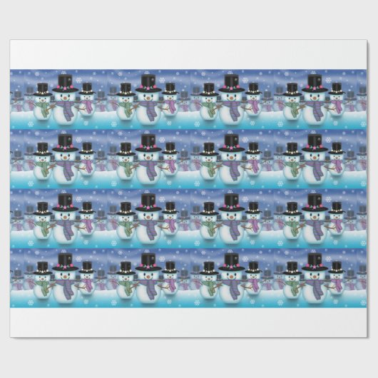 Cute Snowmen Cadeaupapier (Vlak)