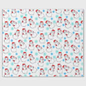 Cute Snowmen Cartoon Pattern Cadeaupapier (Vlak)