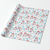 Cute Snowmen Cartoon Pattern Cadeaupapier (Uitgerold)