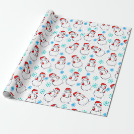 Cute Snowmen Cartoon Pattern Cadeaupapier