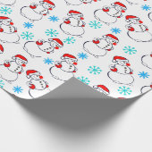 Cute Snowmen Cartoon Pattern Cadeaupapier (Hoek)