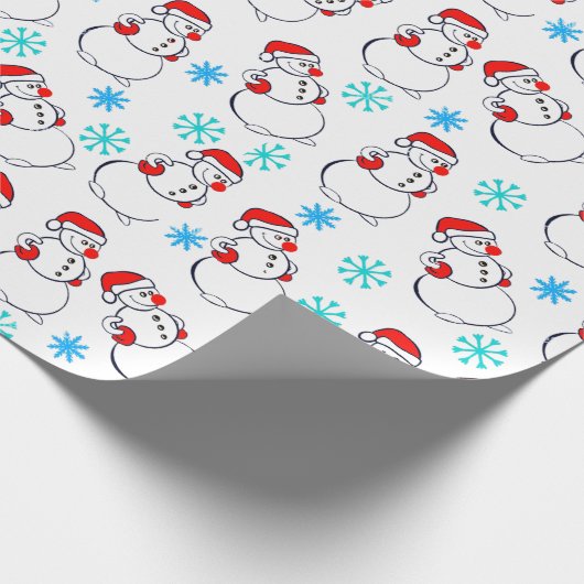 Cute Snowmen Cartoon Pattern Cadeaupapier (Hoek)