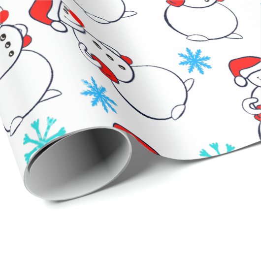 Cute Snowmen Cartoon Pattern Cadeaupapier (Rol Hoek)