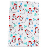Cute Snowmen Cartoon Pattern Medium Cadeauzakje (Achterkant)