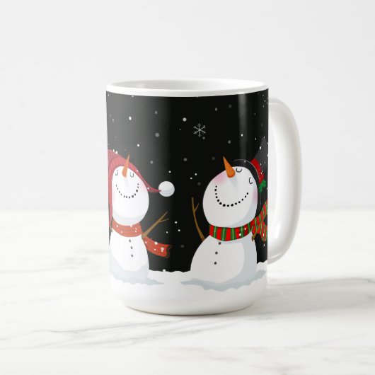 Cute Snowmen Coffee Mok (Voorkant rechts)