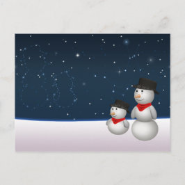Cute Snowmen Constellation Feestdagenkaart