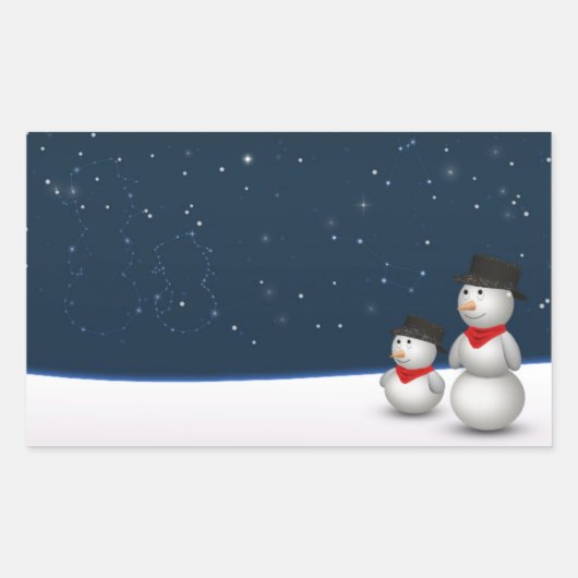 Cute Snowmen Constellation Rechthoekige Sticker (Voorkant)