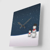 Cute Snowmen Constellation Vierkante Klok (Hoek)