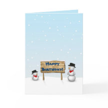 Cute Snowmen die een Happy Birthday-kaart wenst