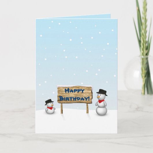 Cute Snowmen die een Happy Birthday-kaart wenst Kaart (Voorkant)
