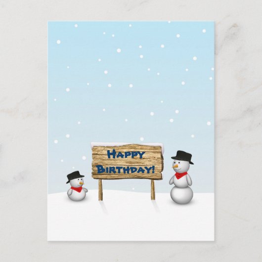 Cute Snowmen die Happy Birthday wenst Briefkaart (Voorkant)