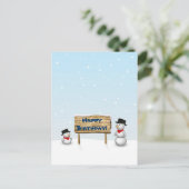 Cute Snowmen die Happy Birthday wenst Briefkaart (Staand voorkant)