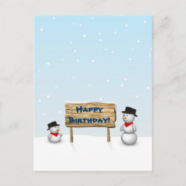 Cute Snowmen die Happy Birthday wenst Briefkaart