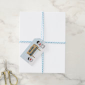 Cute Snowmen die Happy Birthday wenst Cadeaulabel (Met Touw)