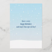 Cute Snowmen die Happy Birthday wenst Folie Feestdagenkaart (Achterkant)