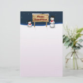 Cute Snowmen die vrolijk kerstfeest wensen Briefpapier (Staand voorkant)
