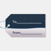 Cute Snowmen die vrolijk kerstfeest wensen Cadeaulabel (Achterkant Horizontaal)