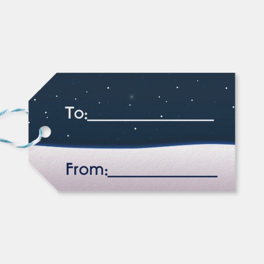 Cute Snowmen die vrolijk kerstfeest wensen Cadeaulabel (Achterkant Horizontaal)