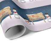 Cute Snowmen die vrolijk kerstfeest wensen Cadeaupapier (Rol Hoek)
