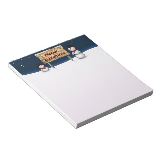 Cute Snowmen die vrolijk kerstfeest wensen Notitieblok (Schuin)