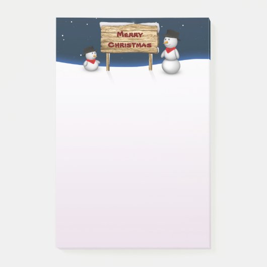 Cute Snowmen die vrolijk kerstfeest wensen Post-it® Notes (Voorkant)