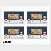 Cute Snowmen die vrolijk kerstfeest wensen - Stick Rechthoekige Sticker (Vel)