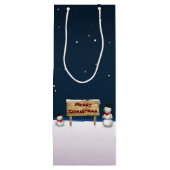 Cute Snowmen die vrolijk kerstfeest wensen Wijn Cadeautas (Achterkant)