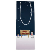 Cute Snowmen die vrolijk kerstfeest wensen Wijn Cadeautas (Voorkant)