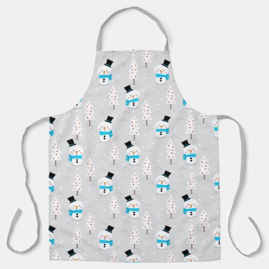 Cute Snowmen en kerstbomen Apron Schort (Voorkant)