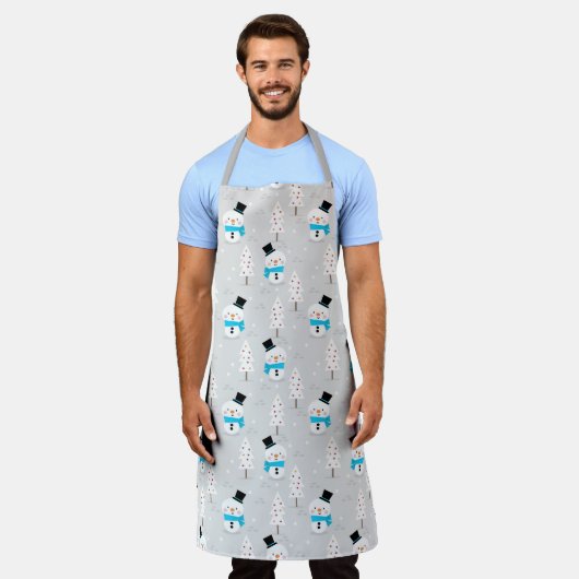 Cute Snowmen en kerstbomen Apron Schort (Gedragen)