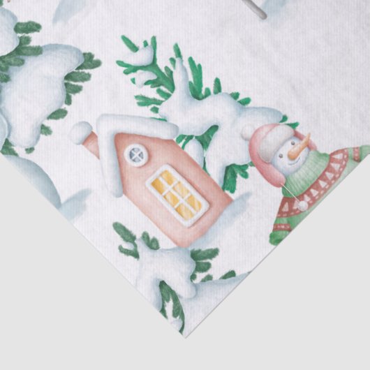 Cute Snowmen en Kerstbomen Ontkoppeling Tissuepapier (Detail)