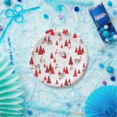Cute Snowmen en kerstbomen Papieren Bordje (Feest)